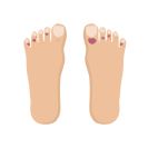 COVID Toes illustration with red lesions on feet