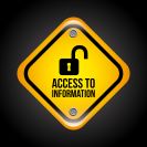 access to information road sign, unlocked padlock