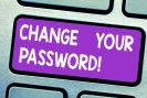 change your password! in purple and white block le