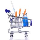 insulin savings concept, syringes in shopping cart