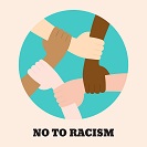 joined diverse hands with text: NO TO RACISM